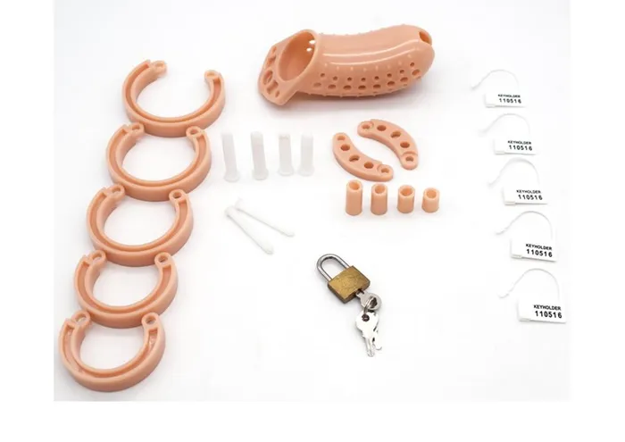 House of Dasein Male Sex Toys Cock Rings Plastic Male Chastity Device Breathable Locking Cock Cage Penis Ring Men