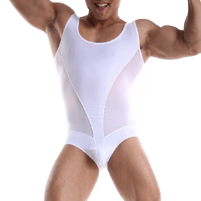 Male Sex Toys Mens Sexy Sport Bodysuit Sleeveless Bulge Pouch Patchwork Underwear EVEs SECRETS