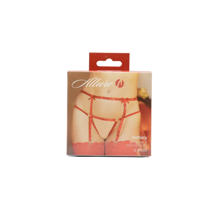 Allure Ashley Garter Belt Open Panty Set Red Allure Anal