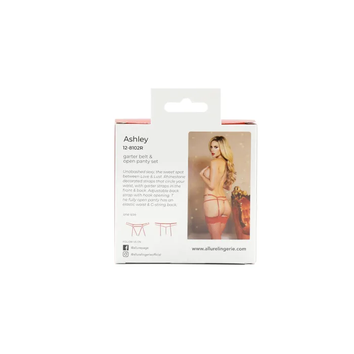 Allure Ashley Garter Belt Open Panty Set Red Allure Anal