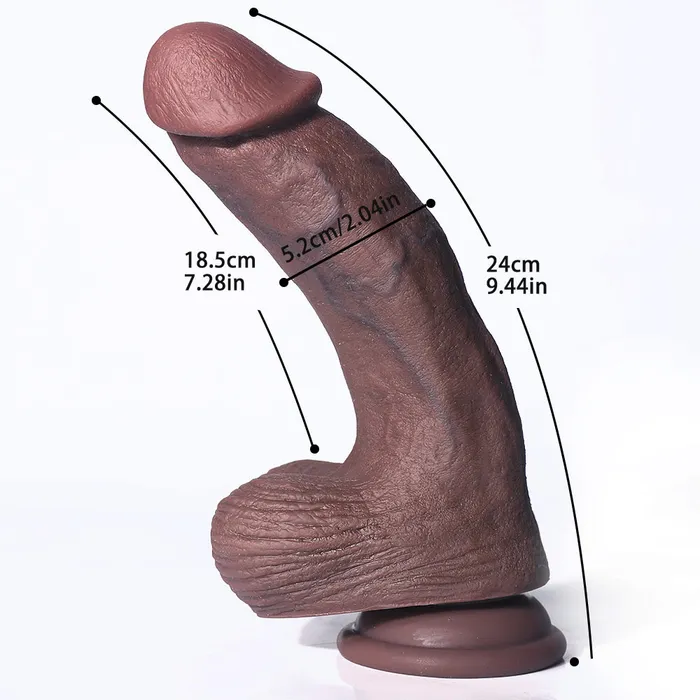 Female Sex Toys Modi FN853 Realistic Soft Coffee Color Liquid Silicone Vein Texture Suction Cup Dildo with Balls 69 Inch 3 Size