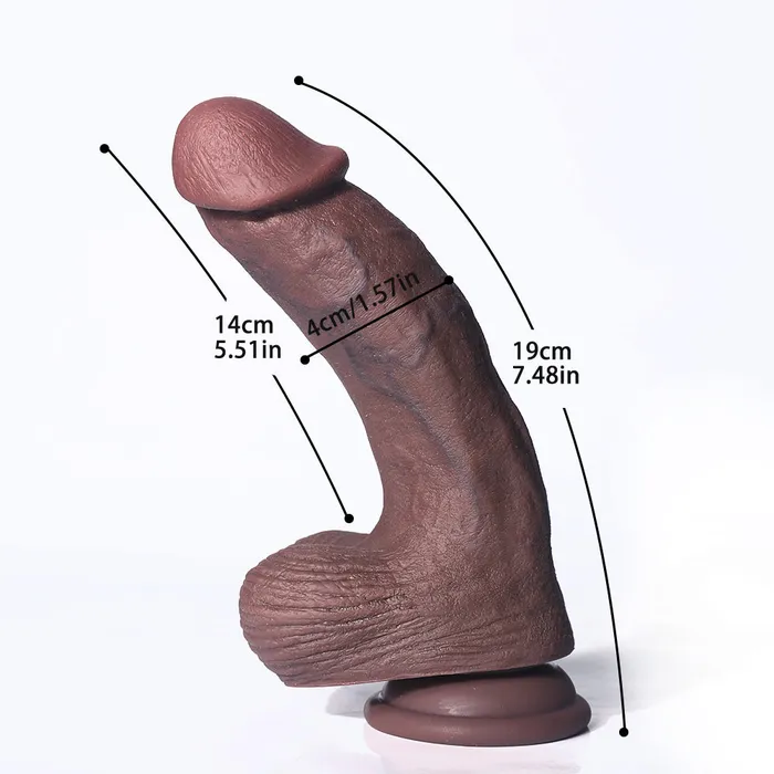 Female Sex Toys Modi FN853 Realistic Soft Coffee Color Liquid Silicone Vein Texture Suction Cup Dildo with Balls 69 Inch 3 Size