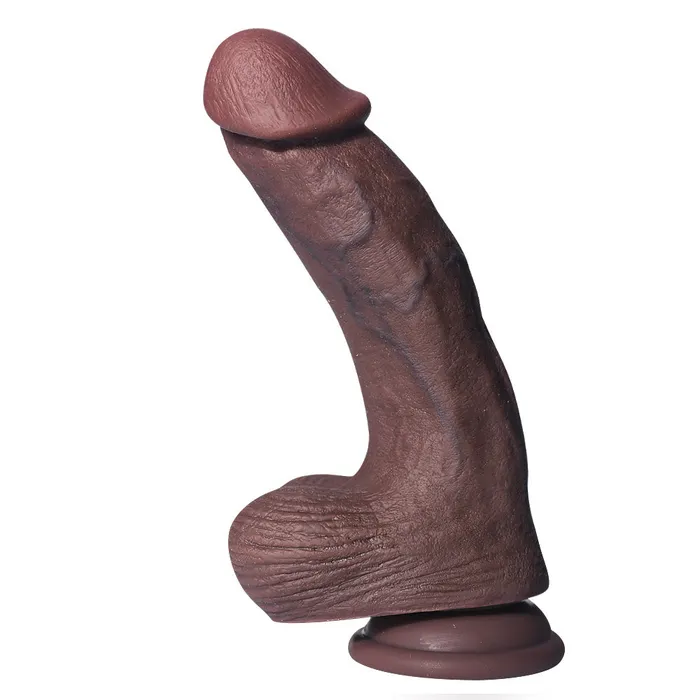 Female Sex Toys Modi FN853 Realistic Soft Coffee Color Liquid Silicone Vein Texture Suction Cup Dildo with Balls 69 Inch 3 Size
