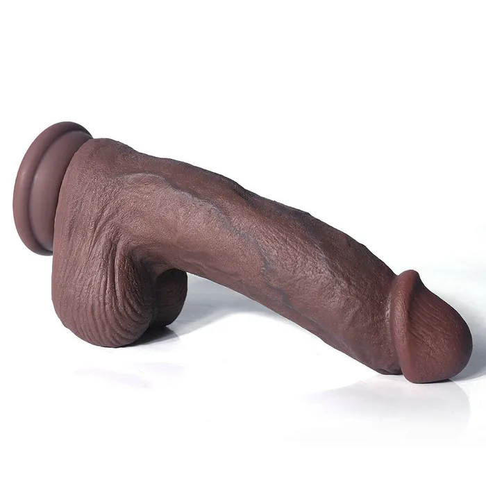 Female Sex Toys Modi FN853 Realistic Soft Coffee Color Liquid Silicone Vein Texture Suction Cup Dildo with Balls 69 Inch 3 Size