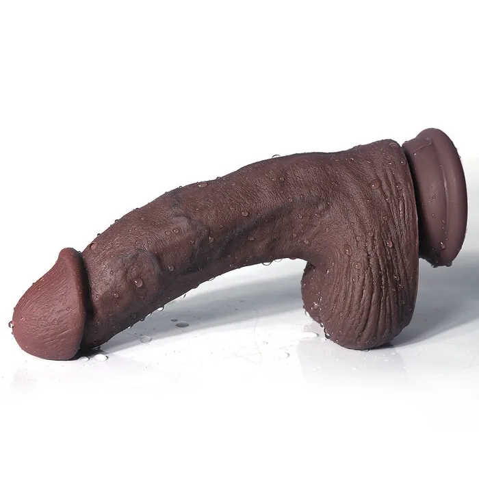 Female Sex Toys Modi FN853 Realistic Soft Coffee Color Liquid Silicone Vein Texture Suction Cup Dildo with Balls 69 Inch 3 Size