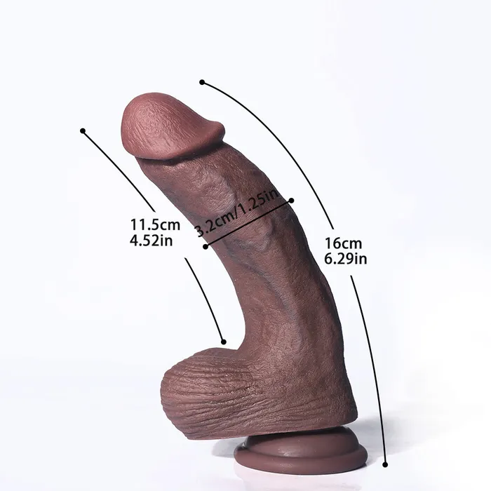 Female Sex Toys Modi FN853 Realistic Soft Coffee Color Liquid Silicone Vein Texture Suction Cup Dildo with Balls 69 Inch 3 Size