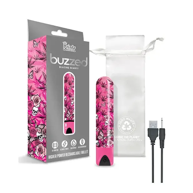 Vibrators Global Novelties LLC Prints Charming Buzzed Rechargeable Bullet Blazing Beauty Pink Vibrators Global Novelties LLC Prints Charming Buzzed Rechargeable Bullet Blazing Beauty Pink