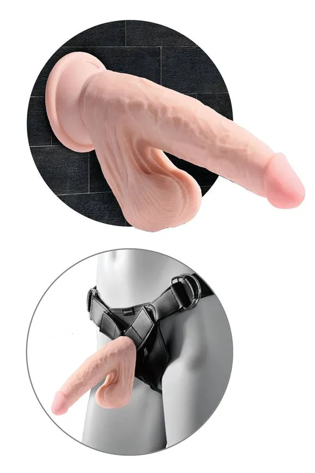 Dildos Pipedream Pipedream King Cock Plus 8inch Triple Density Dildo With Swinging Balls Beige