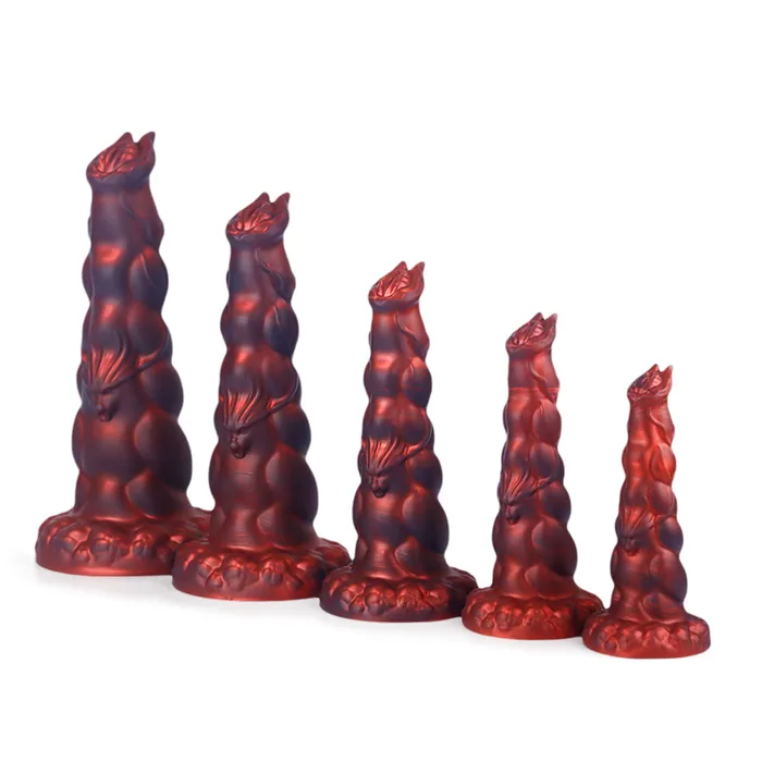 Fantasy Rippled Rider Platinum Silicone Dildo 91 Inch Red Platinum Silicone Series Anal