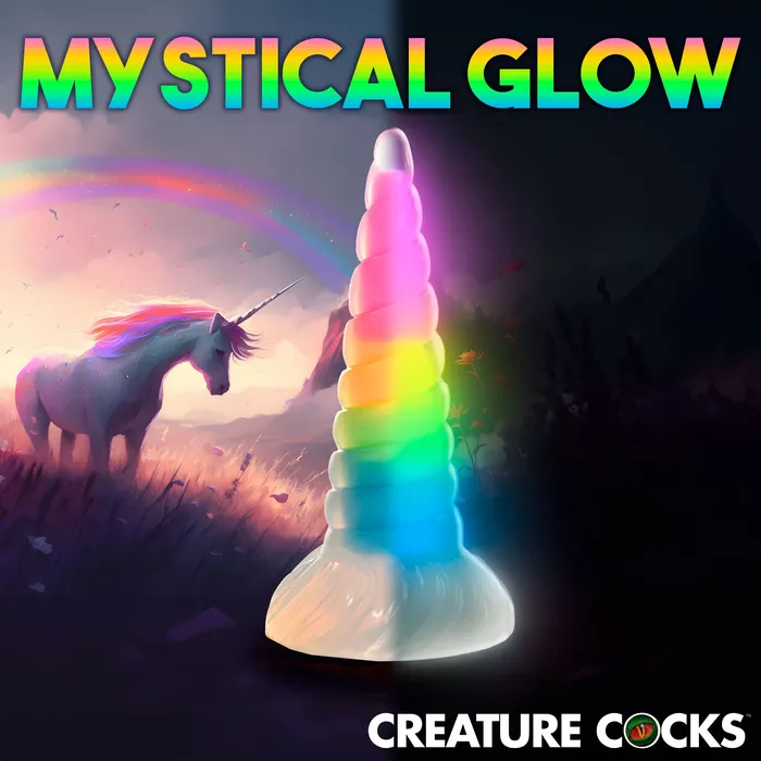 Dildos UniGlow GlowInTheDark Rainbow Silicone Dildo Creature Cocks