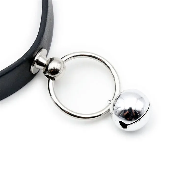 LAZADASEXTOYS Couples Candiway Adjustable Black PU Leather Sexy Metal Bell Choker With Traction Chain Adult Slave Role Play Game Sex Toys For Couple