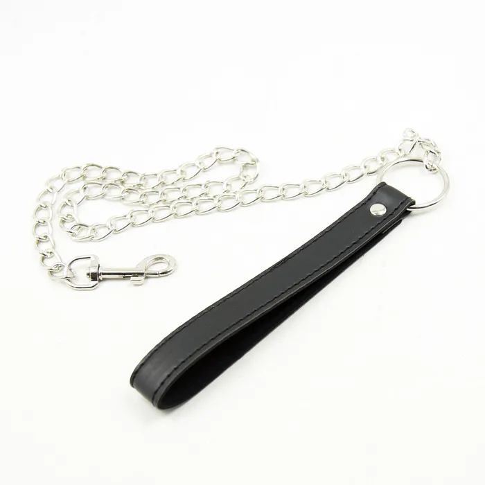 LAZADASEXTOYS Couples Candiway Adjustable Black PU Leather Sexy Metal Bell Choker With Traction Chain Adult Slave Role Play Game Sex Toys For Couple