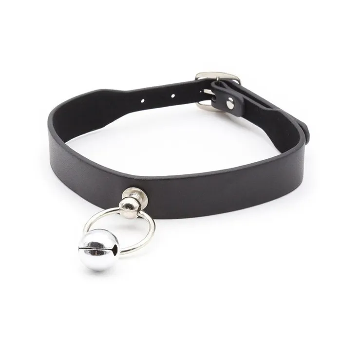 LAZADASEXTOYS Couples Candiway Adjustable Black PU Leather Sexy Metal Bell Choker With Traction Chain Adult Slave Role Play Game Sex Toys For Couple
