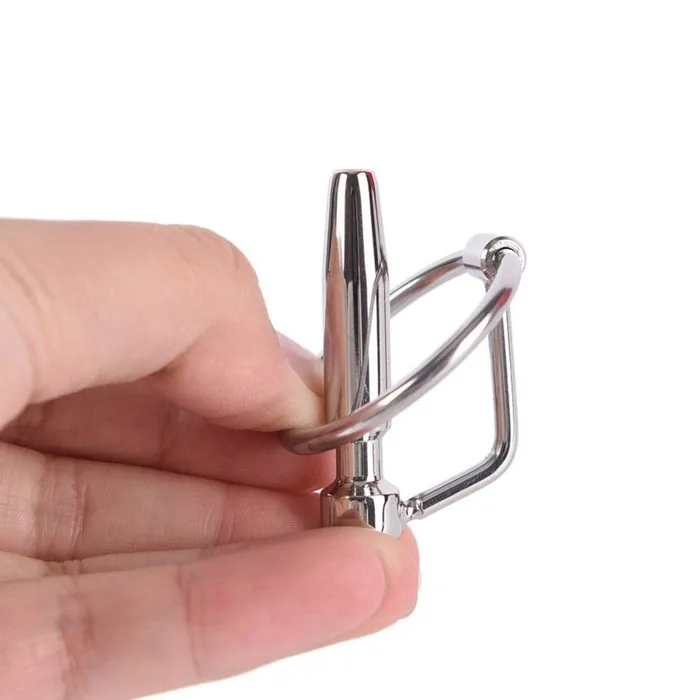 Male Sex Toys Lovegasm Hollow Steel Urethral Dilator With Cock Ring