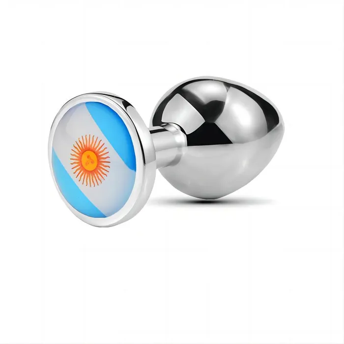Anal World Cup Flag Glass Rhinestone Anal Plug Aluminum Alloy Expansion Stainless Steel Butt Plug Adult Sex Toys propinkup