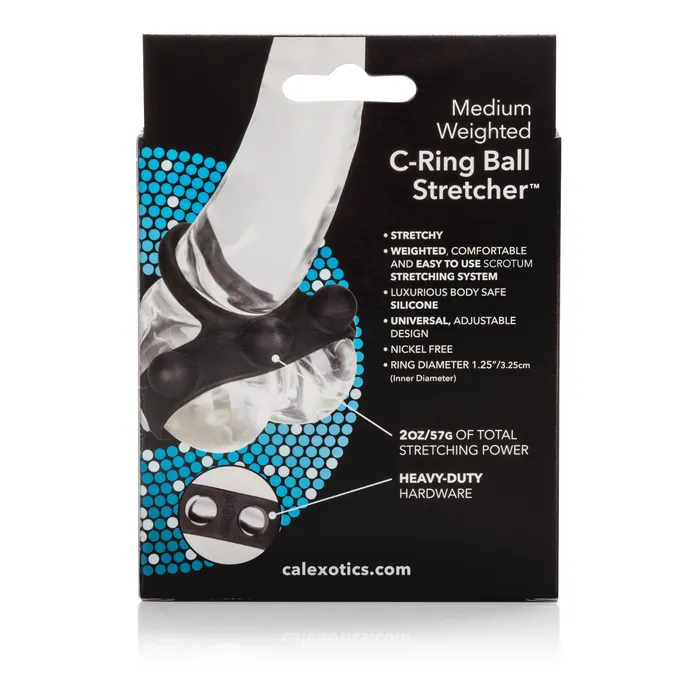 California Exotics Male Sex Toys California Exotics Medium Weighted C Ring Ball Stretcher Cock Ring Black