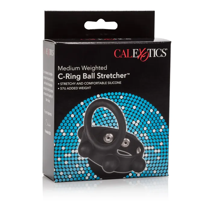 California Exotics Male Sex Toys California Exotics Medium Weighted C Ring Ball Stretcher Cock Ring Black
