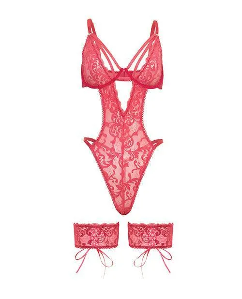 Genesis Lace Underwire Teddy wLace Garter Stays Raspberry Oh La La Cheri Couples Genesis Lace Underwire Teddy wLace Garter Stays Raspberry Oh La La Cheri Couples