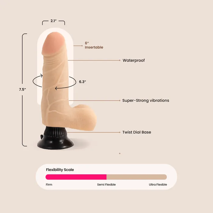Pipedream Products Real Feel Deluxe No 4 75 vibrating dildo with suction cup base Female Sex Toys