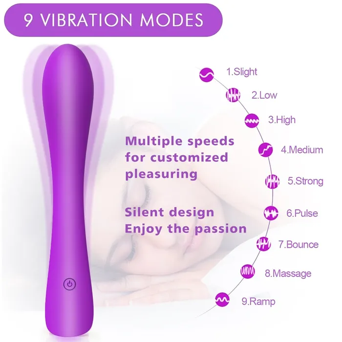 YOSPOSS Female Sex Toys 9 Patterns Ergonomic Curved Design GSpot Vibrator for Women or Couple