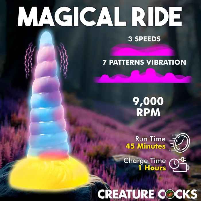 Female Sex Toys Unicorn GlowintheDark Vibrating Silicone Dildo Creature Cocks