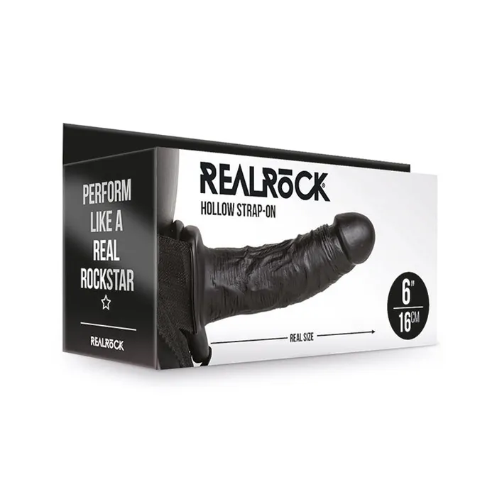 RealRock Realistic 6 in Hollow StrapOn Black Shots America LLC Female Sex Toys RealRock Realistic 6 in Hollow StrapOn Black Shots America LLC Female Sex Toys