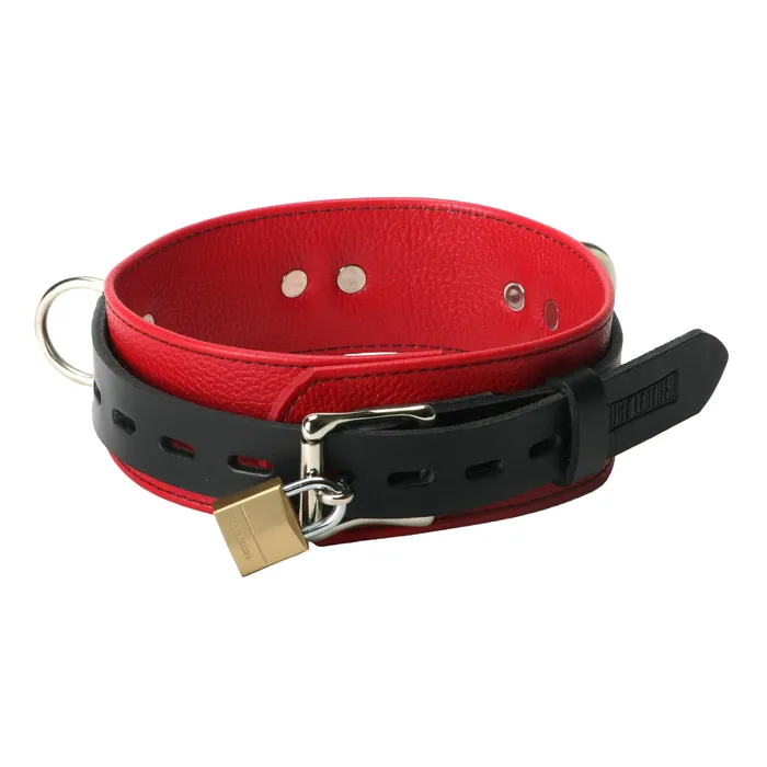 Strict Leather Strict Leather Deluxe Red and Black Locking Collar Restraints
