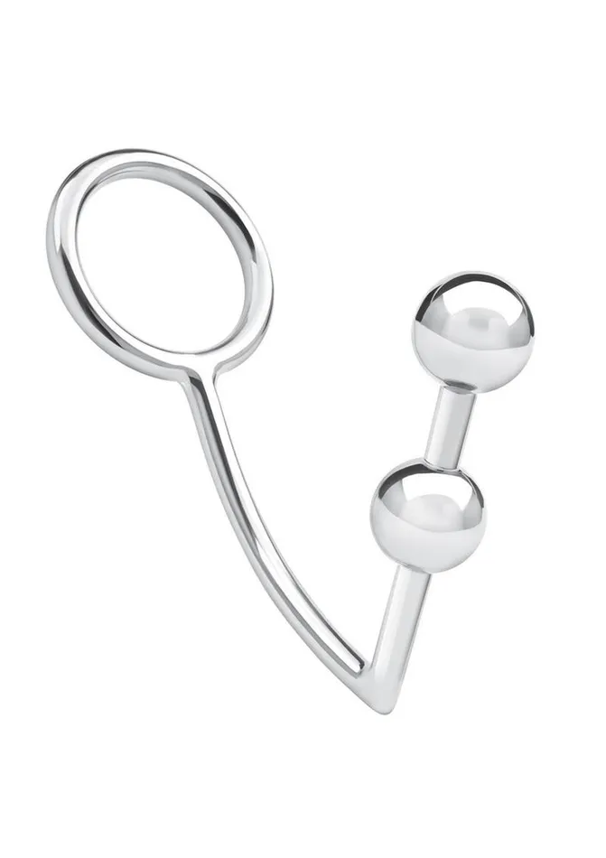Blue Line CandB Gear Blue Line 2 Bead Anal Hook and Cock Ring 45mm Stainless Male Sex Toys Blue Line CandB Gear Blue Line 2 Bead Anal Hook and Cock Ring 45mm Stainless Male Sex Toys