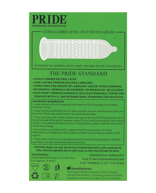 Female Sex Toys Pride Dotted Pleasure Condoms Pack of 12 Open Desires