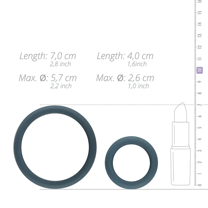 Male Sex Toys Boners Boners 6 Piece Wide Cock Ring Set Grey