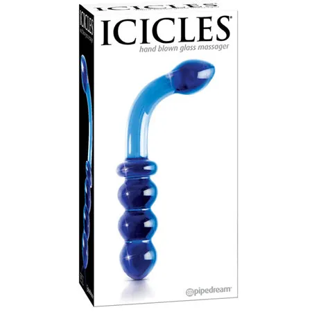 Pipedream Dildos Pipedream Icicles No 31 Curved Beaded 725 in DualEnded Glass Dildo Blue