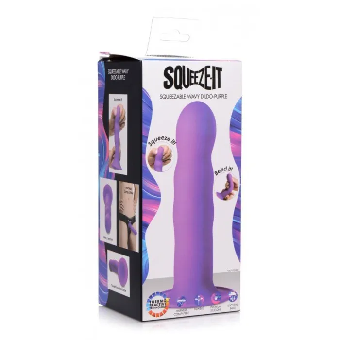 SqueezeIt SqueezeIt Squeezable Wavy Dildo Purple 72 Inch Dildos