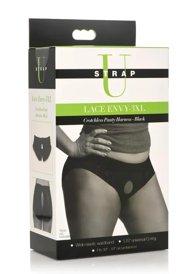 Strap U Lace Envy Black Crotchless Panty Harness STRAP U Female Sex Toys
