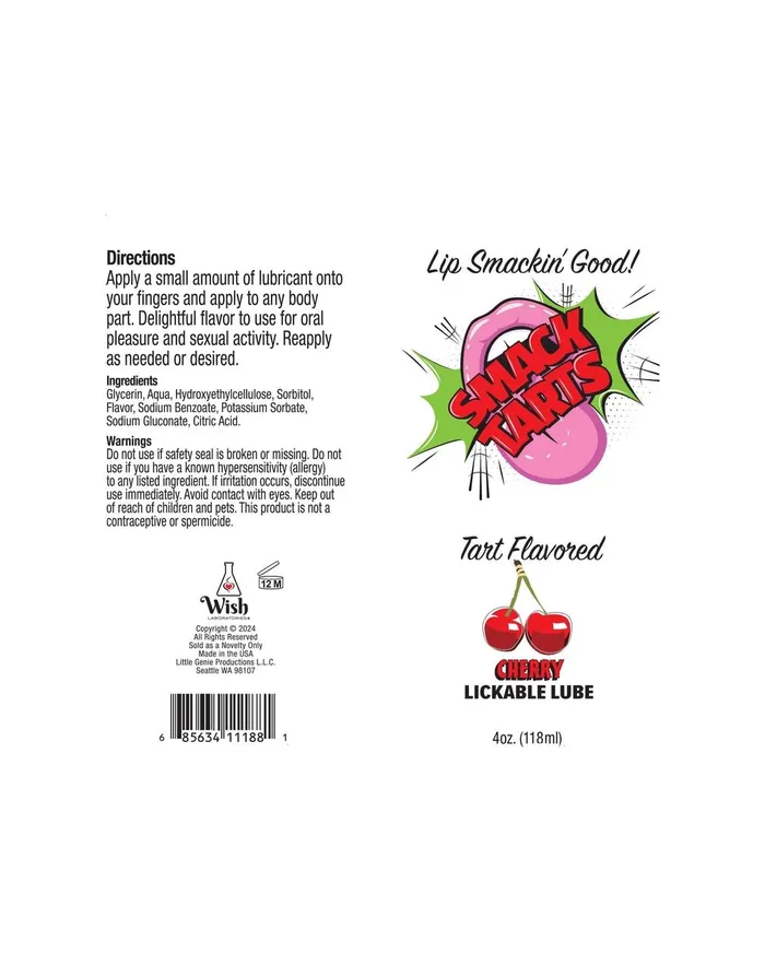 Vibrators Mentionables Smack Tarts Edible Cherry Lube