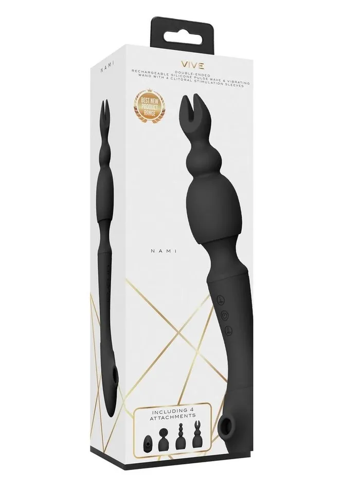 Vive Rechargeable Silicone Nami Pulse Wave and Vibrating Wand Vive by Shots Vibrators Vive Rechargeable Silicone Nami Pulse Wave and Vibrating Wand Vive by Shots Vibrators