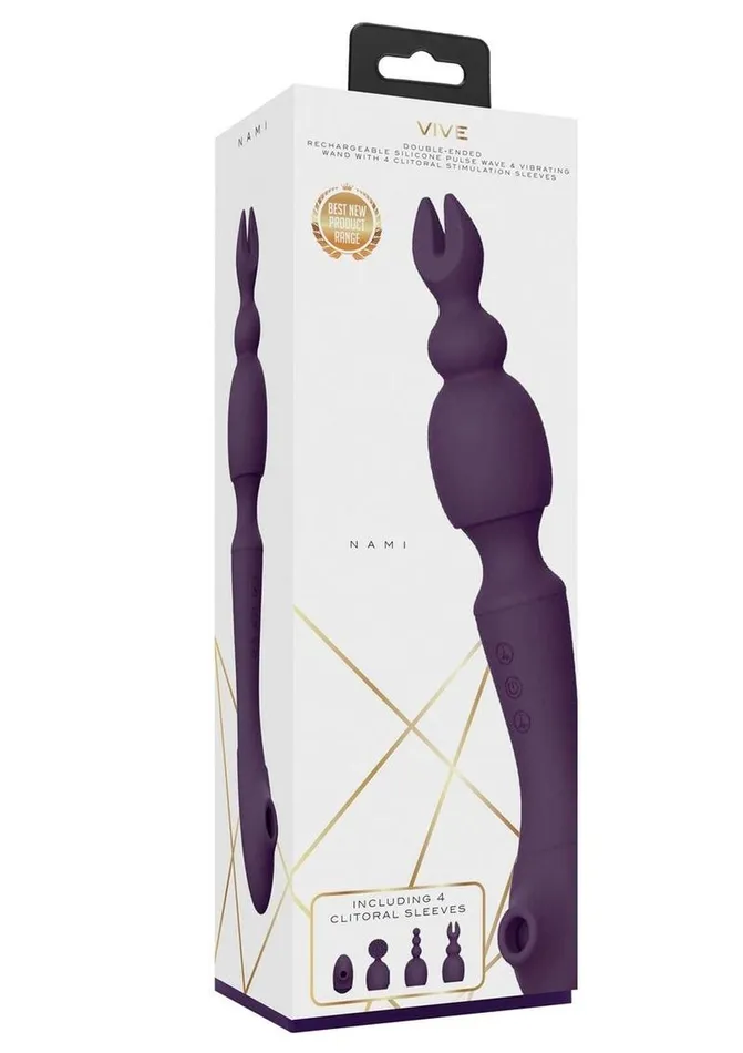 Vive Rechargeable Silicone Nami Pulse Wave and Vibrating Wand Vive by Shots Vibrators Vive Rechargeable Silicone Nami Pulse Wave and Vibrating Wand Vive by Shots Vibrators